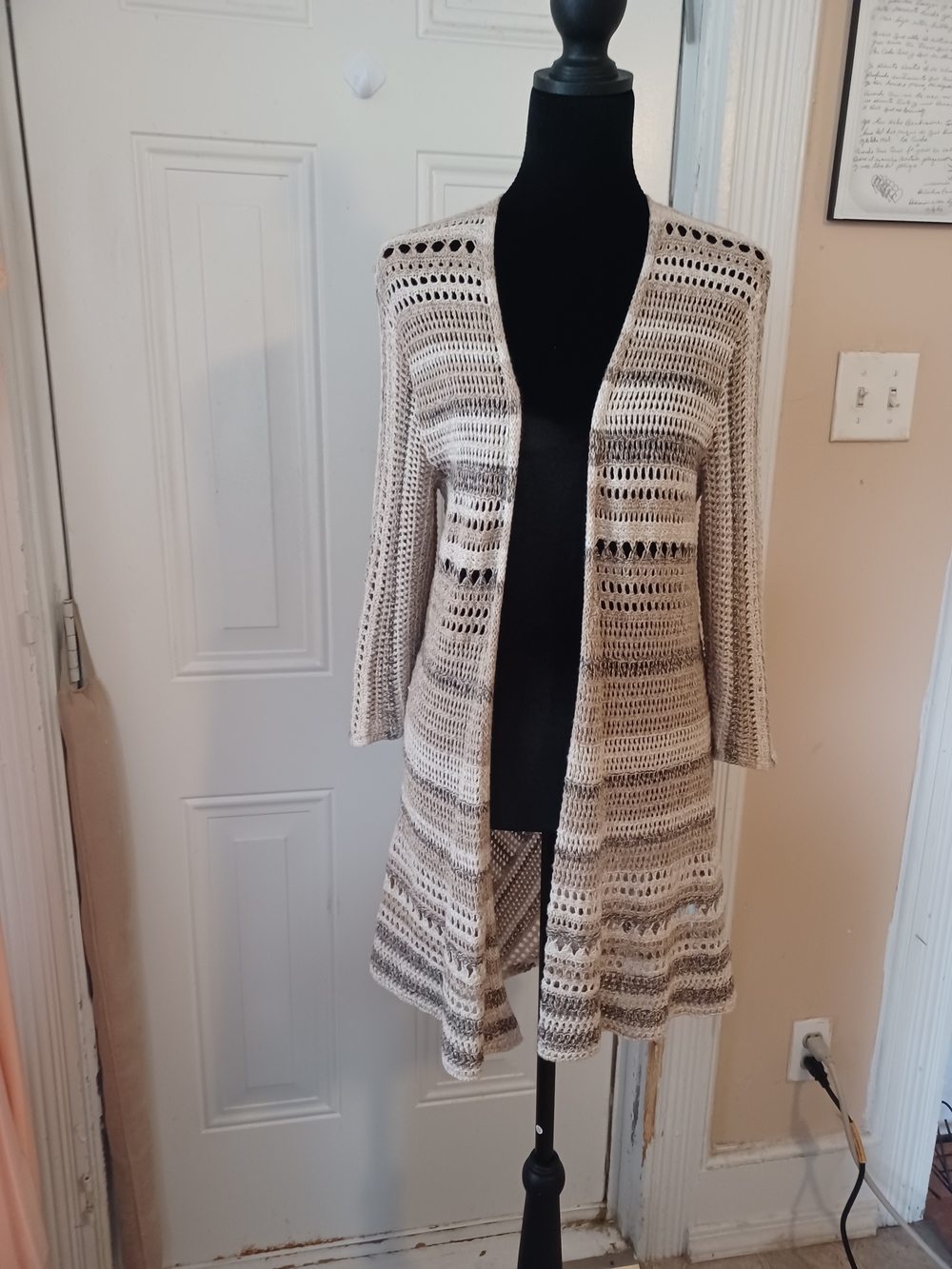 Style & Company Open-Front Knit Cardigan Sweater in Beige and Cream